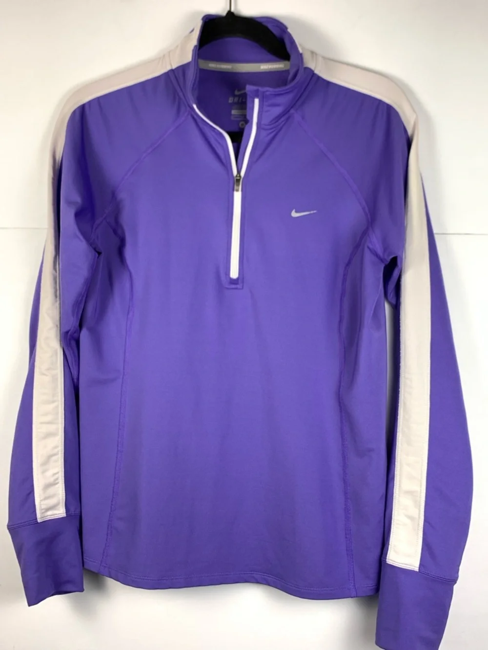 Nike Dri-FIT Running Half Zip Pullover Purple White Thumbholes Women’s M